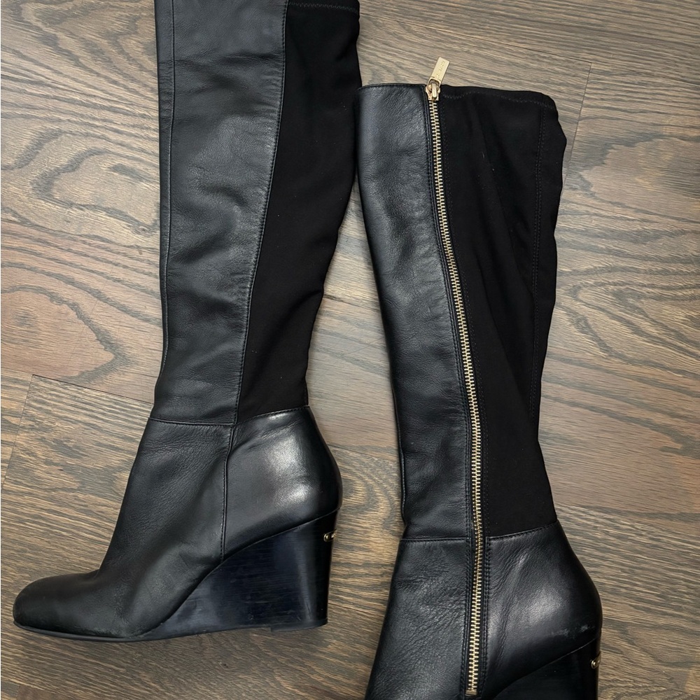 Michael Kors Black Wedge Knee-High Boots